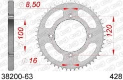 AFAM Tandwiel Achterzijde Staal 63T - 428